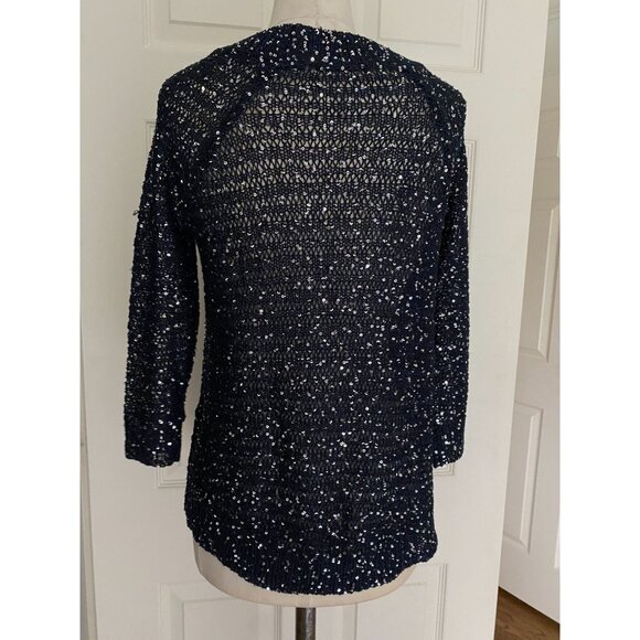 Aqua navy sequin sweater top XS - Picture 4 of 4